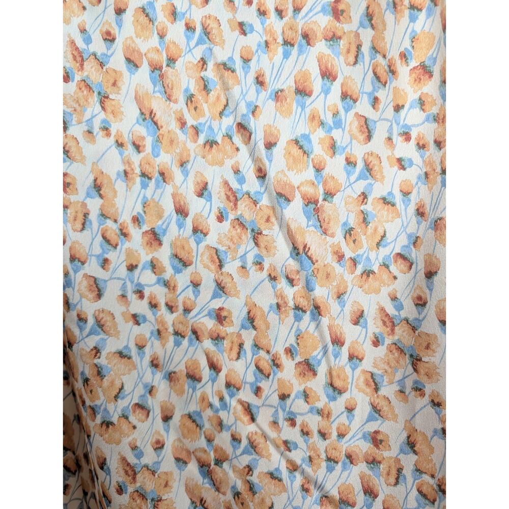 Vince Midi Skirt 6 Cream Blue Carnation Print Asymmetric Cascade Drape - Picture 8 of 12